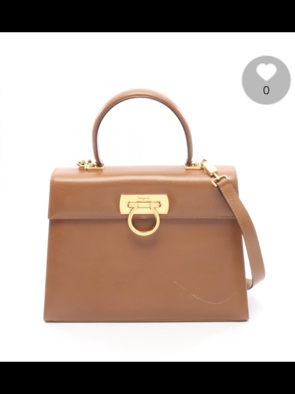 Salvatore Ferragamo Gancini Camel Shoulder Crossbody Handbag leather GHW